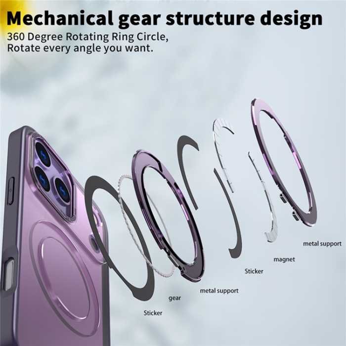 A-One Brand - iPhone 17 Pro Mobilskal Ring Kickstand TPU PC - Mörklila