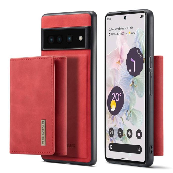 DG.MING - DG.MING Konstläder Plånboksfodral för Google Pixel 7 Pro 5G Röd