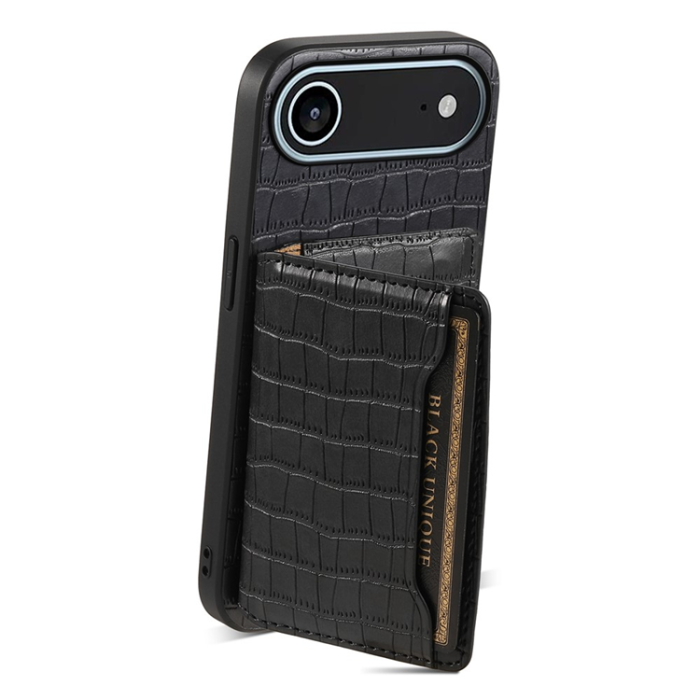 A-One Brand - iPhone 17 Air Mobilskal Korthållare Crocodile - Svart