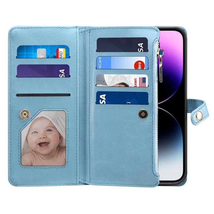 ESEBLE - ESEBLE iPhone 16 Plus Plånboksfodral RFID Blocking Konstläder - Blå