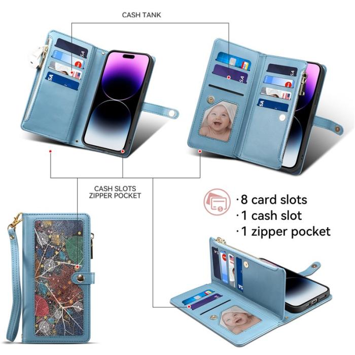 ESEBLE - ESEBLE iPhone 16 Plus Plånboksfodral RFID Blocking Konstläder - Blå