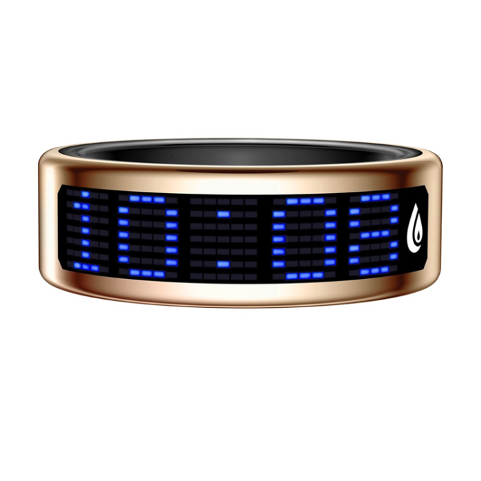 A-One Brand - Digital Display Smart Ring med Laddningsfodral SR16 - Guld