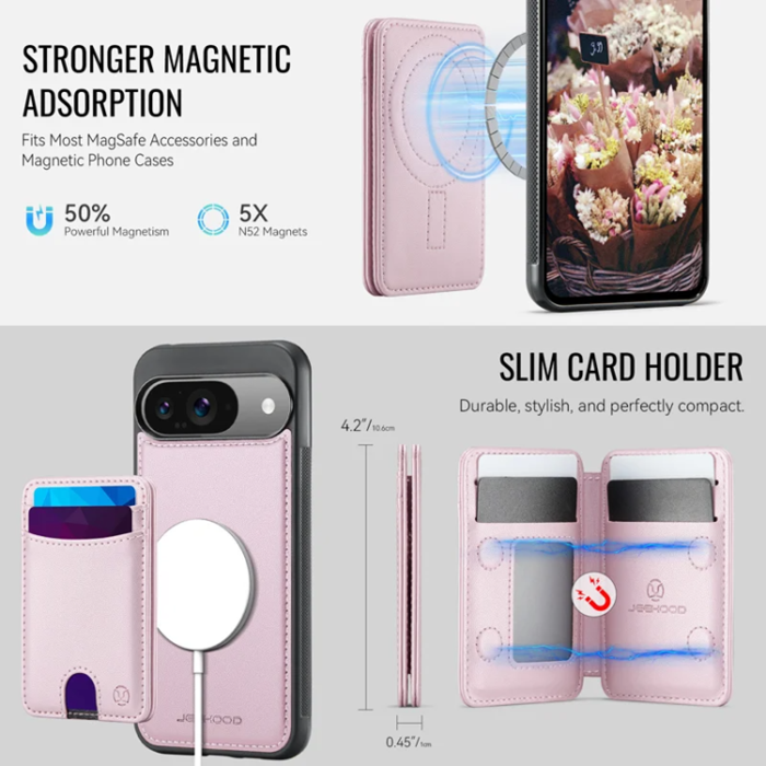 OEM - JEEHOOD Google Pixel 10 Pro Fodral KonstLäder - Rosa