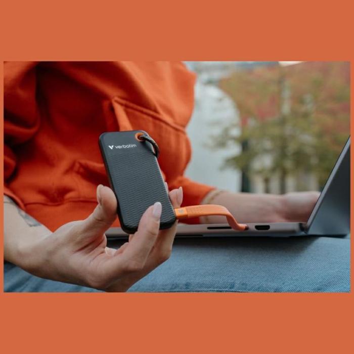 Verbatim - Verbatim Extern hårddisk Pocket SSD 256GB USB-C 3.2 Gen 2 - Svart/Orange