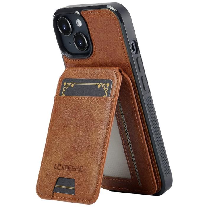 LC.imeeke - LC.IMEEKE L3 iPhone 15 Fodral Magnetiskt Konstläder - Brun