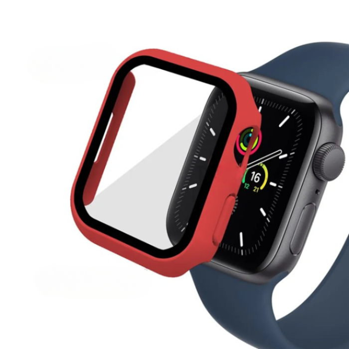 OEM - 2-i-1 Skal med Hädat glas Apple Watch 7/8 (45mm) - Röd