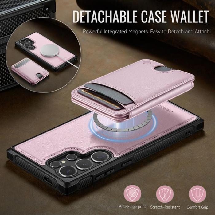 OEM - JEEHOOD Samsung Galaxy S24 Ultra Fodral KonstLäder - Rosa