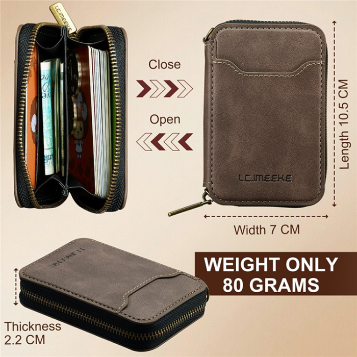 LC.imeeke - LC.IMEEKE Magsafe Korthållare L6 Zipper RFID Blocking - Coffee
