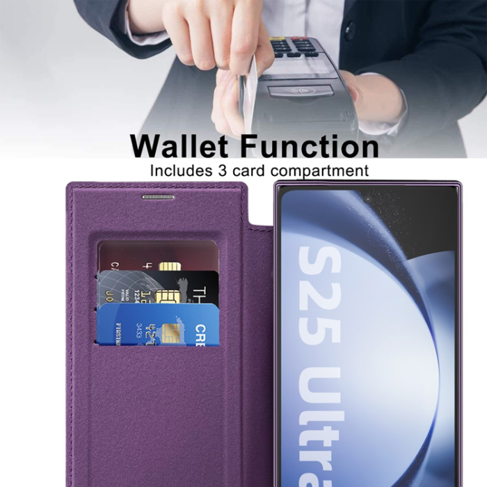 A-One Brand - Galaxy S25 Ultra Plånboksfodral MagSafe RFID Blocking - Lila