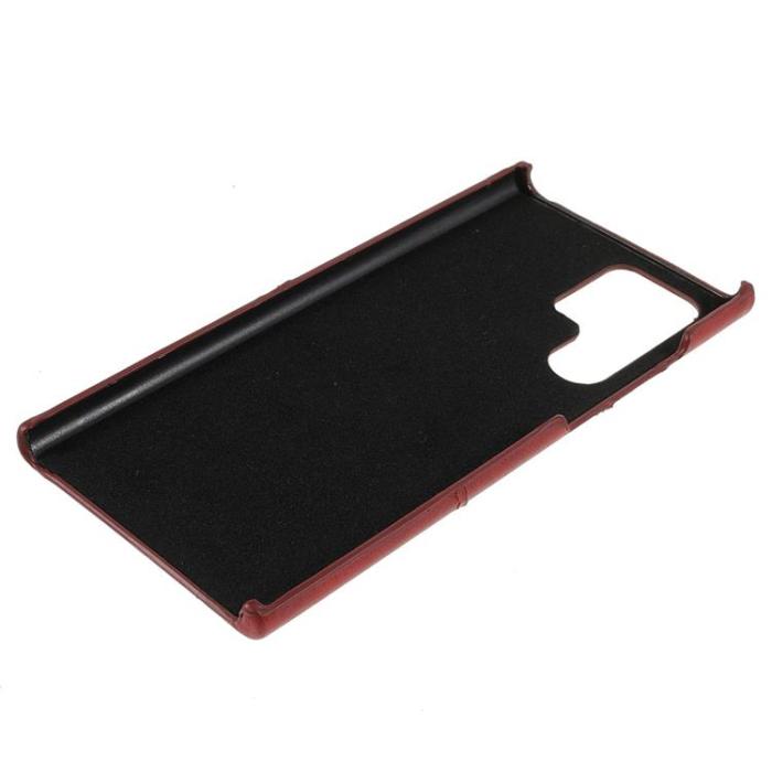 OEM - Kortplats Läder Skal Galaxy S22 Plus - Röd