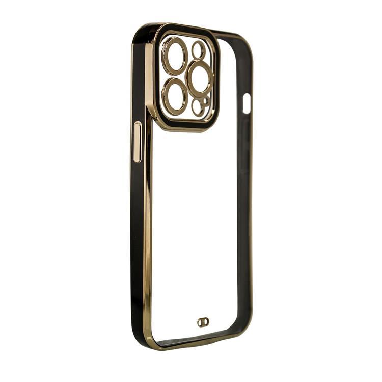 iPhone 13 Pro Max Skal Fashion Guld Frame Gel - Svart | 2353 | AlltMobil