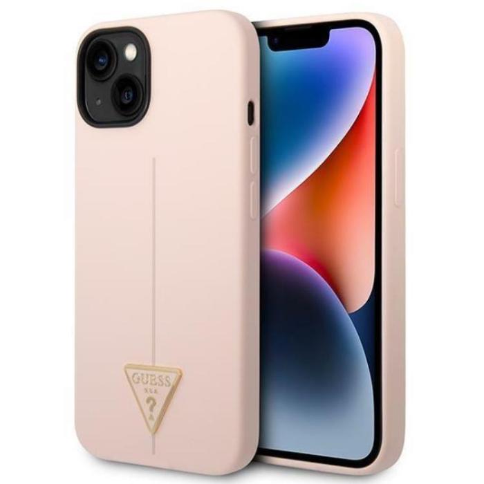Guess - GUESS iPhone 14 Plus Skal Silicone Triangle - Rosa