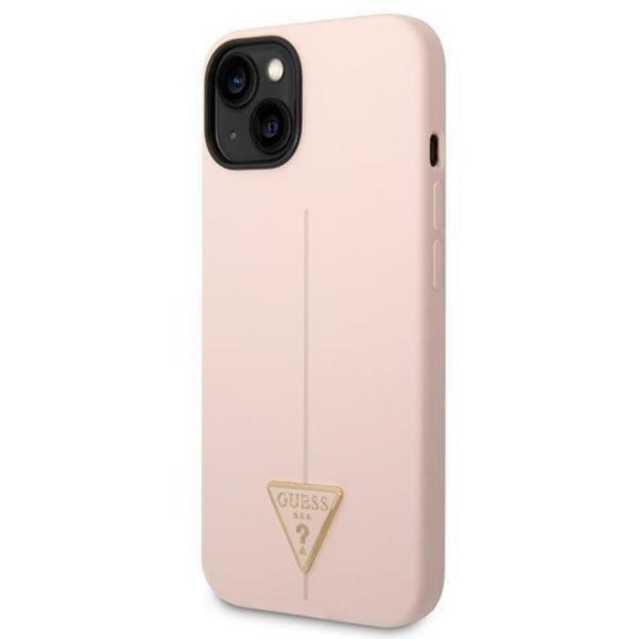 Guess - GUESS iPhone 14 Plus Skal Silicone Triangle - Rosa