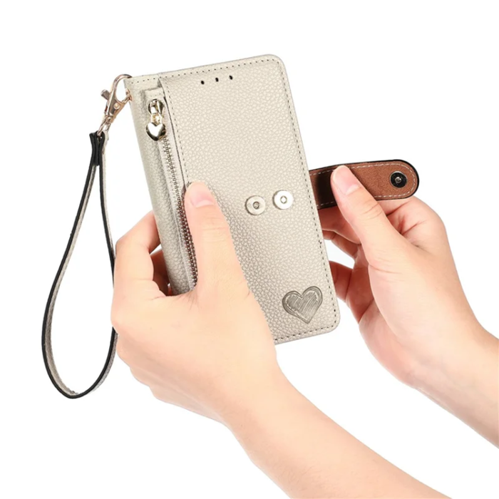A-One Brand - iPhone 17 Pro Max Plånboksfodral RFID Zipper med rem - Grå
