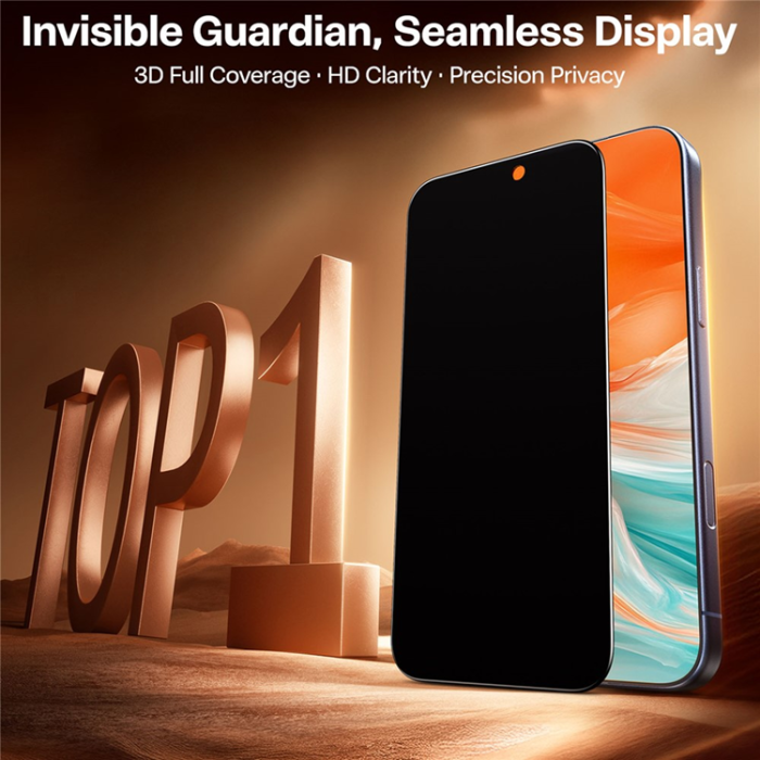 Torras - Torras iPhone 17 Härdat Glas Skärmskydd Privacy - Svart