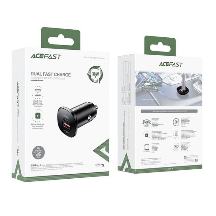 UTGATT1 - Acefast Billaddare USB Till Typ-C 38W - Svart