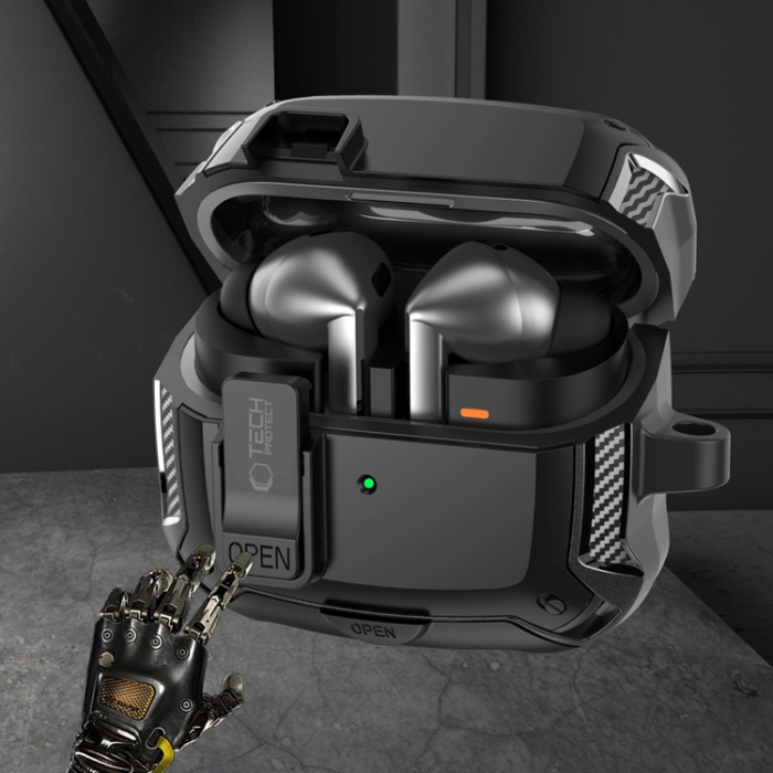 Tech-Protect - Tech-Protect Galaxy Buds 3/3 Pro Skal Magsafe Carbonox - Svart