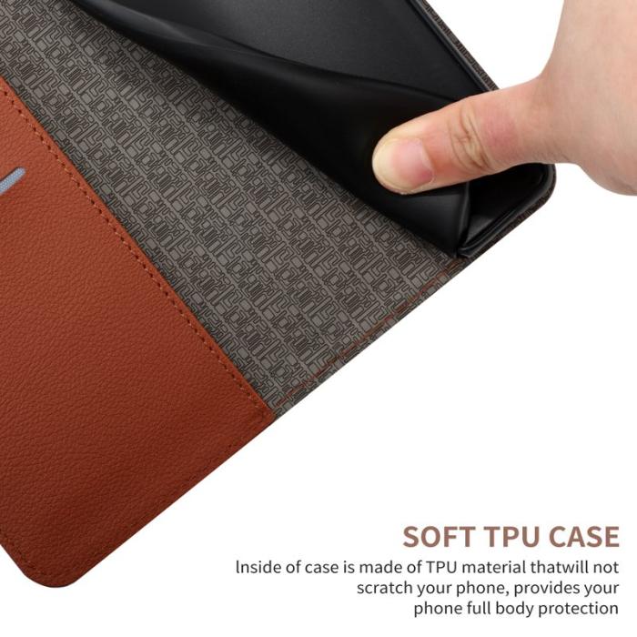 OEM - Samsung Galaxy S26 Fodral Imprint Konstläder Flip Folio - Brun