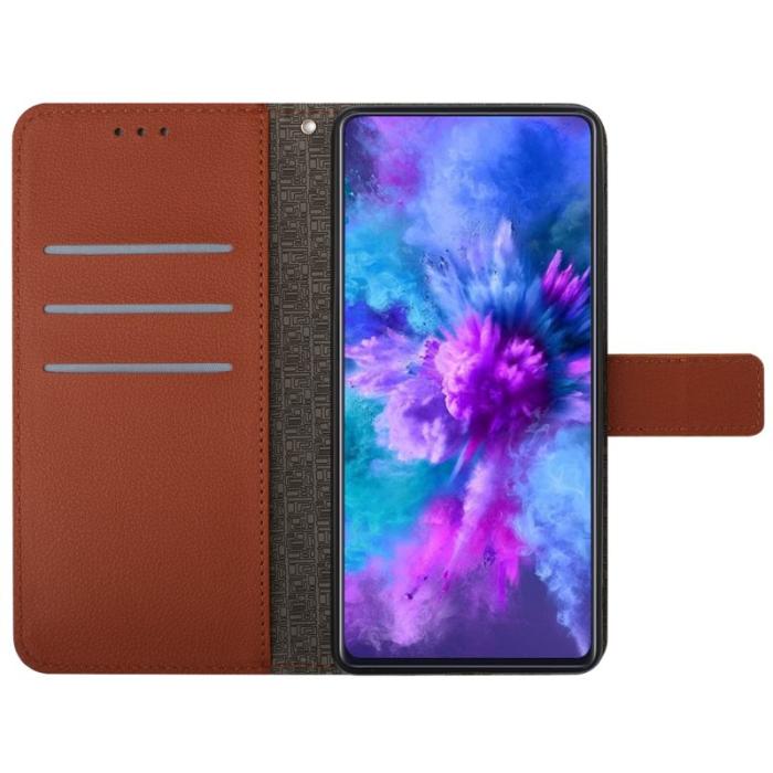 OEM - Samsung Galaxy S26 Fodral Imprint Konstläder Flip Folio - Brun