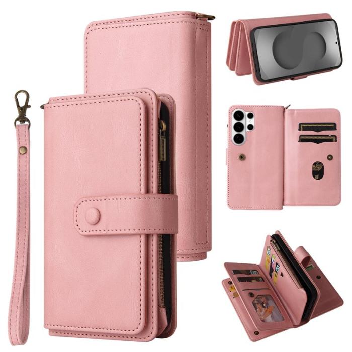 OEM - Samsung Galaxy S26 Ultra Fodral Läder Med Dragkedja - Rosa