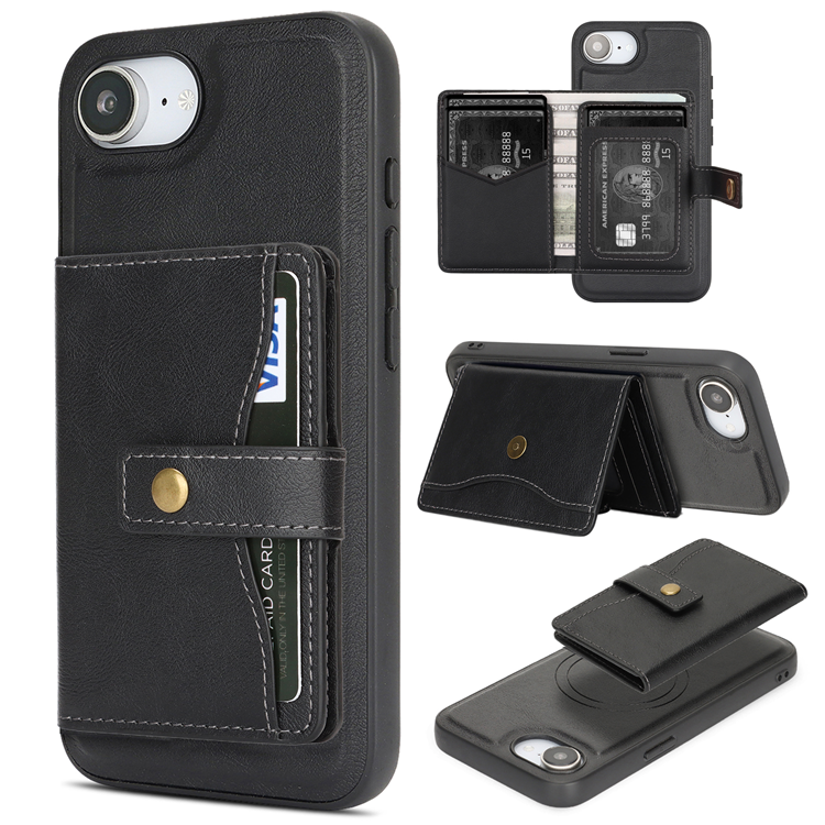 iPhone 16e Mobilskal MagSafe Detachable Korthållare (Svart) | 2353 | AlltMobil