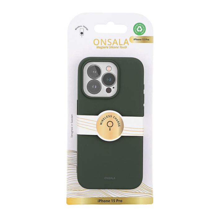 Onsala - Onsala iPhone 15 Pro Mobilskal Magsafe Silikon - Grön