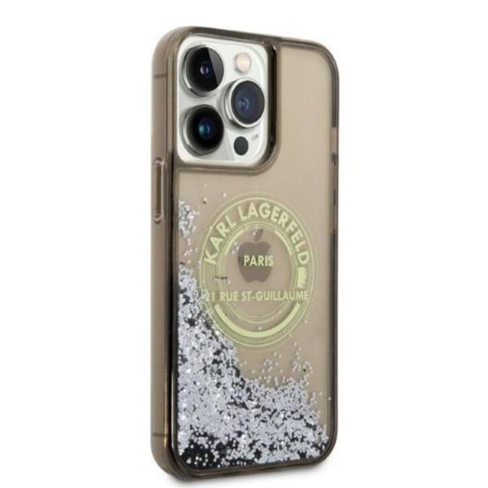 KARL LAGERFELD - Karl Lagerfeld iPhone 14 Pro Max Skal Liquid Glitter RSG - Svart