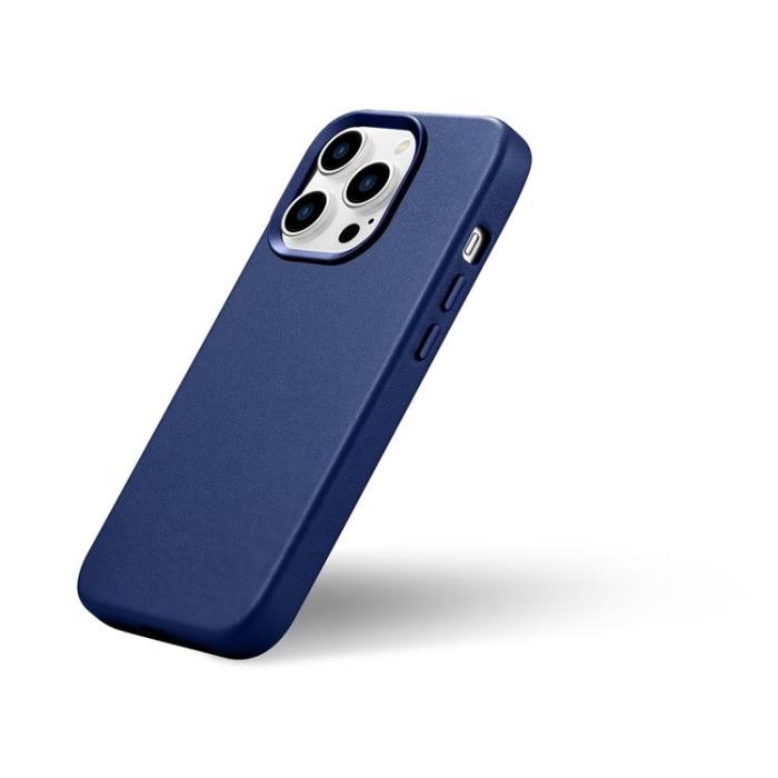 ICARER - iCarer iPhone 14 Pro Skal MagSafe Äkta Läder - Blå