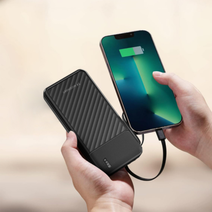 Wozinsky - Wozinsky Powerbank W11-B 10000mAh 10W med Inbyggda Kablar