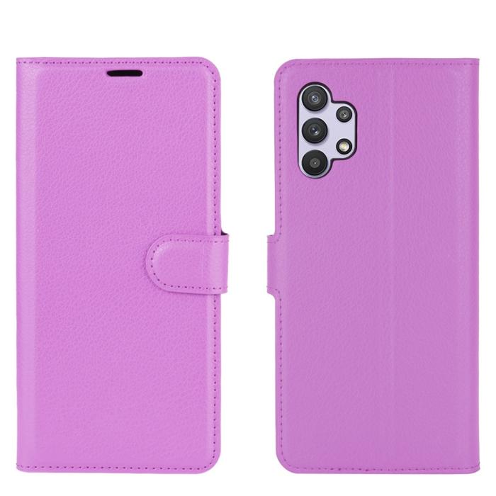 A-One Brand - Litchi Läder Plånboksfodral Galaxy A32 5G - Lila