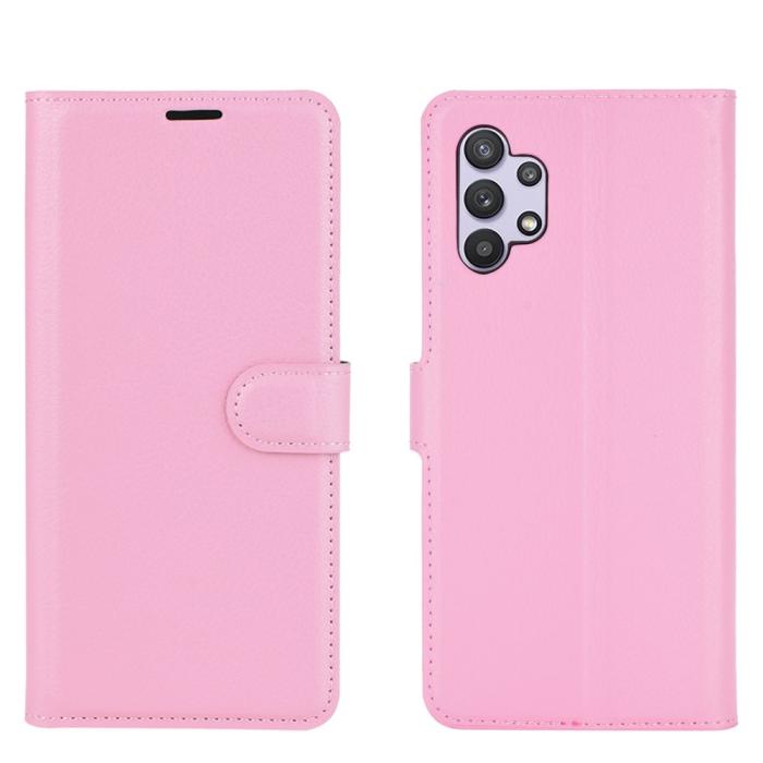 A-One Brand - Litchi Läder Plånboksfodral Galaxy A32 5G - Rosa