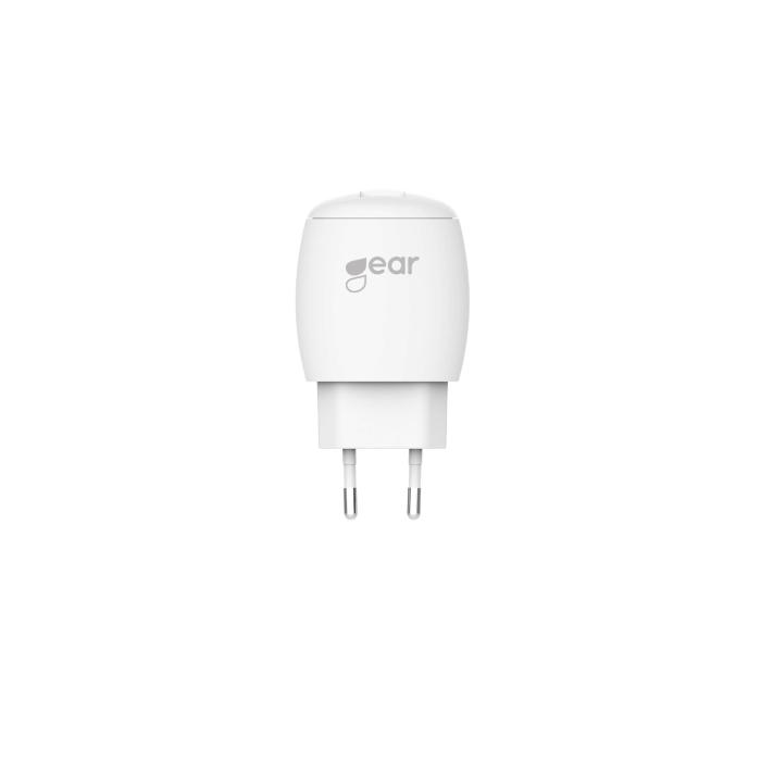 UTGATT5 - GEAR - Laddare 220V 2xUSB 2,4A - Vit