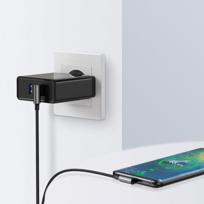 Ugreen - Ugreen USB-C till USB-A kabel vinklad snabbladdning QC 3.0 1m
