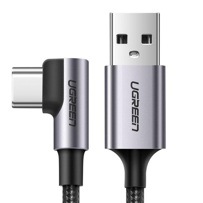 Ugreen - Ugreen USB-C till USB-A kabel vinklad kabel 1m 3A Grå