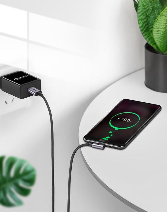 Ugreen - Ugreen USB-C till USB-A kabel vinklad kabel 1m 3A Grå