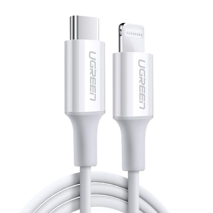 Ugreen - Ugreen USB-C till USB-A kabel lightning MFI 1m 3A 18W Vit