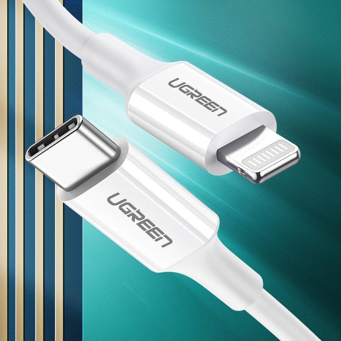 Ugreen - Ugreen USB-C till USB-A kabel lightning MFI 1m 3A 18W Vit