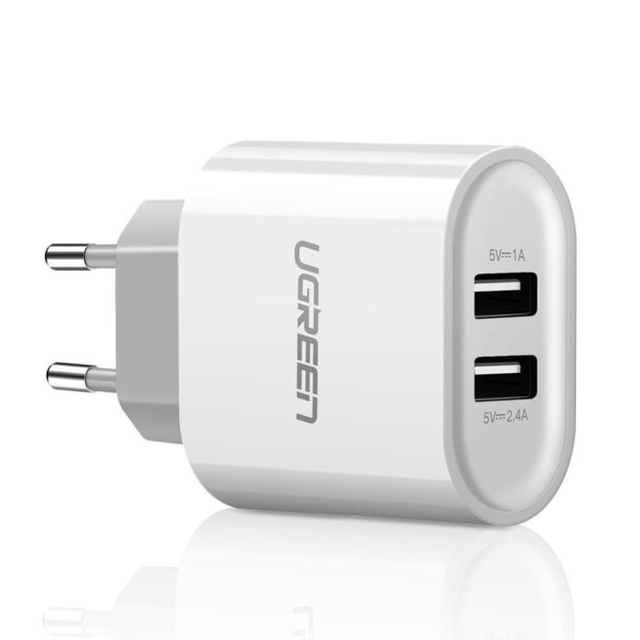 UTGATT1 - UGreen Väggladdare 2x USB 3,4 A Vit