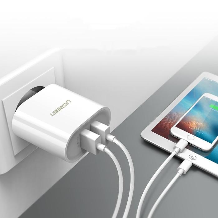 UTGATT1 - UGreen Väggladdare 2x USB 3,4 A Vit