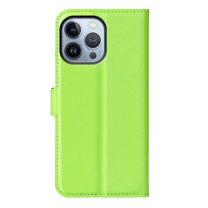 OEM - Litchi Flip iPhone 14 Pro Max Plånboksfodral - Grön