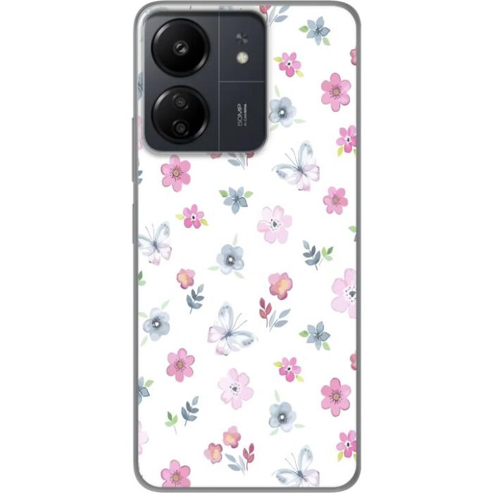 iSecrets - Mobilskal till Xiaomi Redmi 13C med Blommor och fjärillar
