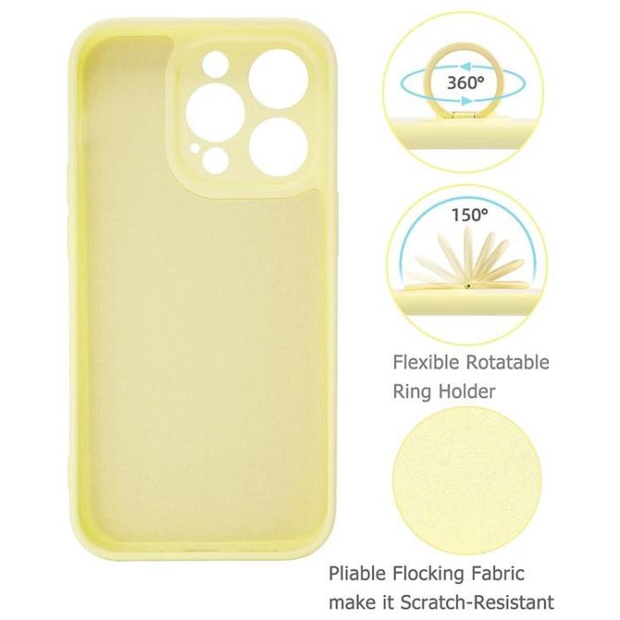 OEM - iPhone 15 Pro Max Mobilskal Ringhållare Liquid Silikon - Gul