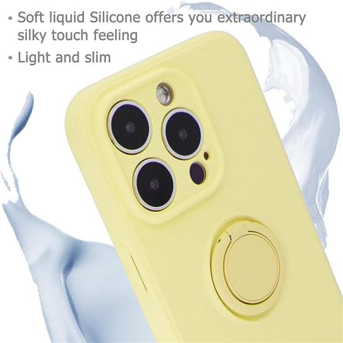 OEM - iPhone 15 Pro Max Mobilskal Ringhållare Liquid Silikon - Gul