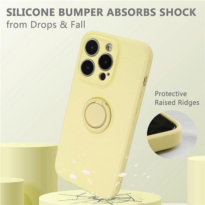 OEM - iPhone 15 Pro Max Mobilskal Ringhållare Liquid Silikon - Gul