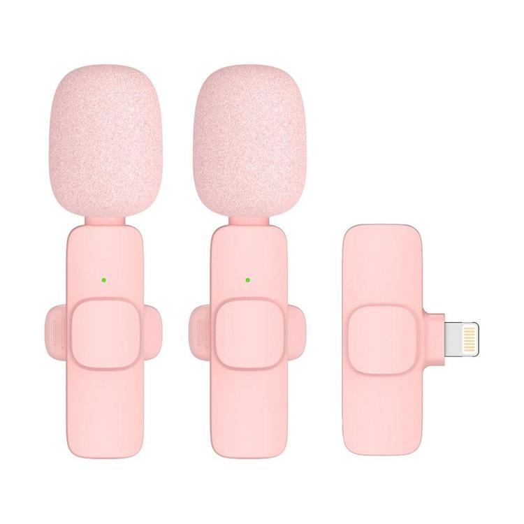 2-i-1 Trådlös Lavaliermikrofon Lightning Dubbel K1 - Rosa (Rosa) | 249 | AlltMobil