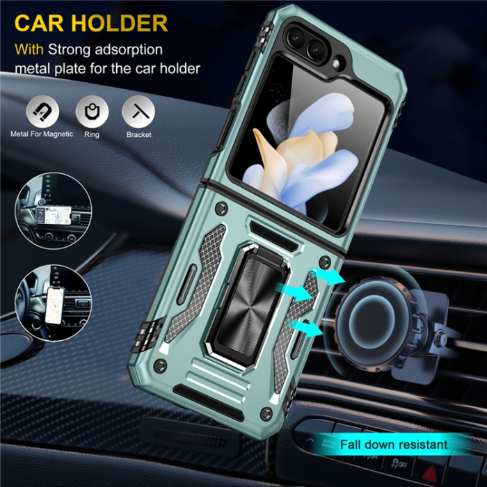 A-One Brand - Galaxy Z Flip7 FE/Z Flip6 Mobilskal Armor Kickstand - Grön