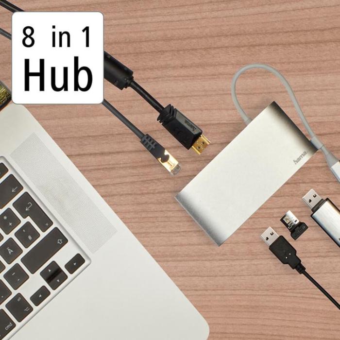 UTGATT1 - Hama USB-C Hubb Multiport 8 Portar