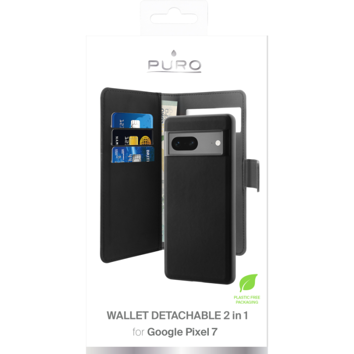 UTGATT1 - Puro Google Pixel 7 Plånboksfodral Detachable - Svart