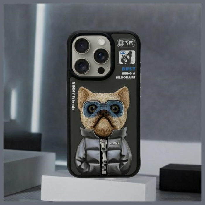 NIMMY - Nimmy iPhone 15 Pro Mobilskal Cool & Cute 2.0 Dog - Svart