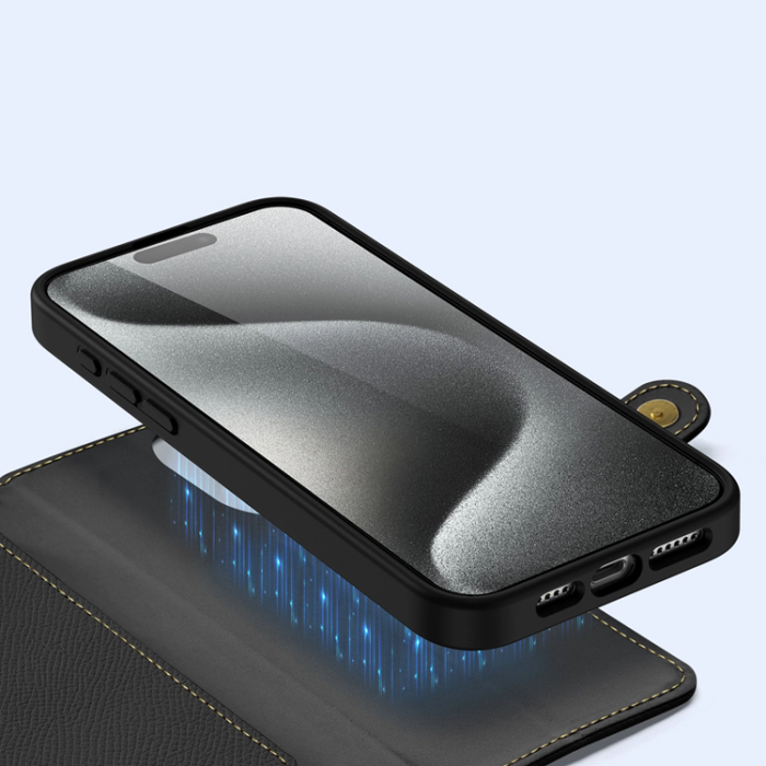Dux Ducis - Dux Ducis iPhone 15 Pro Plånboksfodral Lawa Läder - Svart